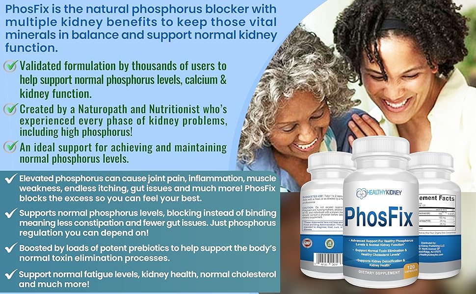 PhosFix 120 Pills Phosphorus Binder with Chitosan for