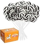 Black Swirl Lollipops 32 Pack, Black & White Candy Swirl Lollipops Individually Wrapped Suckers, ...