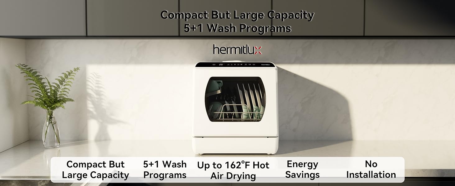 hermitlux Portable Dishwasher Countertop Dishwashers