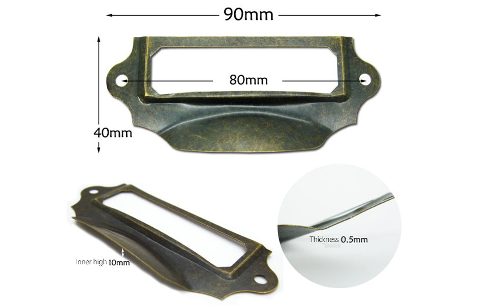 10Pcs Label Pulls, Antique Green Bronze Frame Pulls