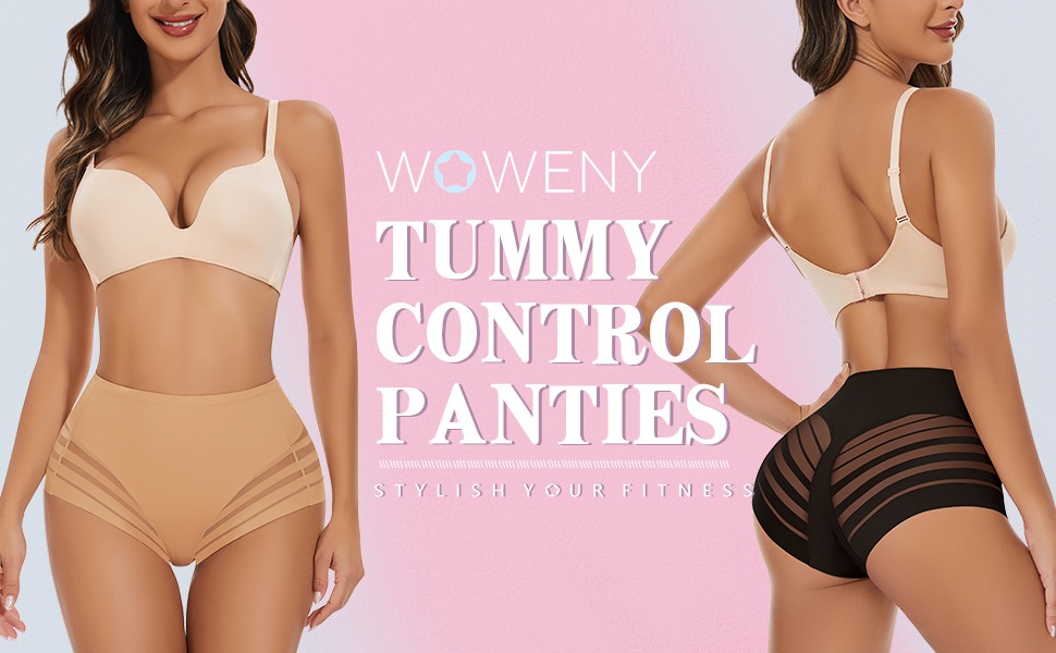 WOWENY Tummy Control Panties for Women Seamless Briefs Comfy Mesh Body