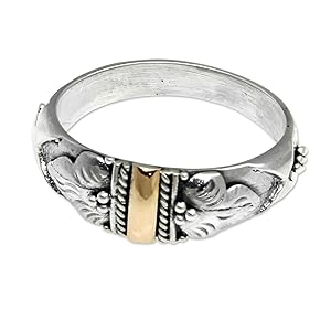 Novica Handmade .925 sterling Silver and 18k Gold Rings for women jewelry gifts her mom wife friend