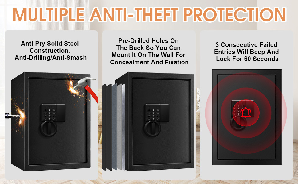 2.6 Cu ft Large Safe Box Fireproof Waterproof, Fireproof Document Safe