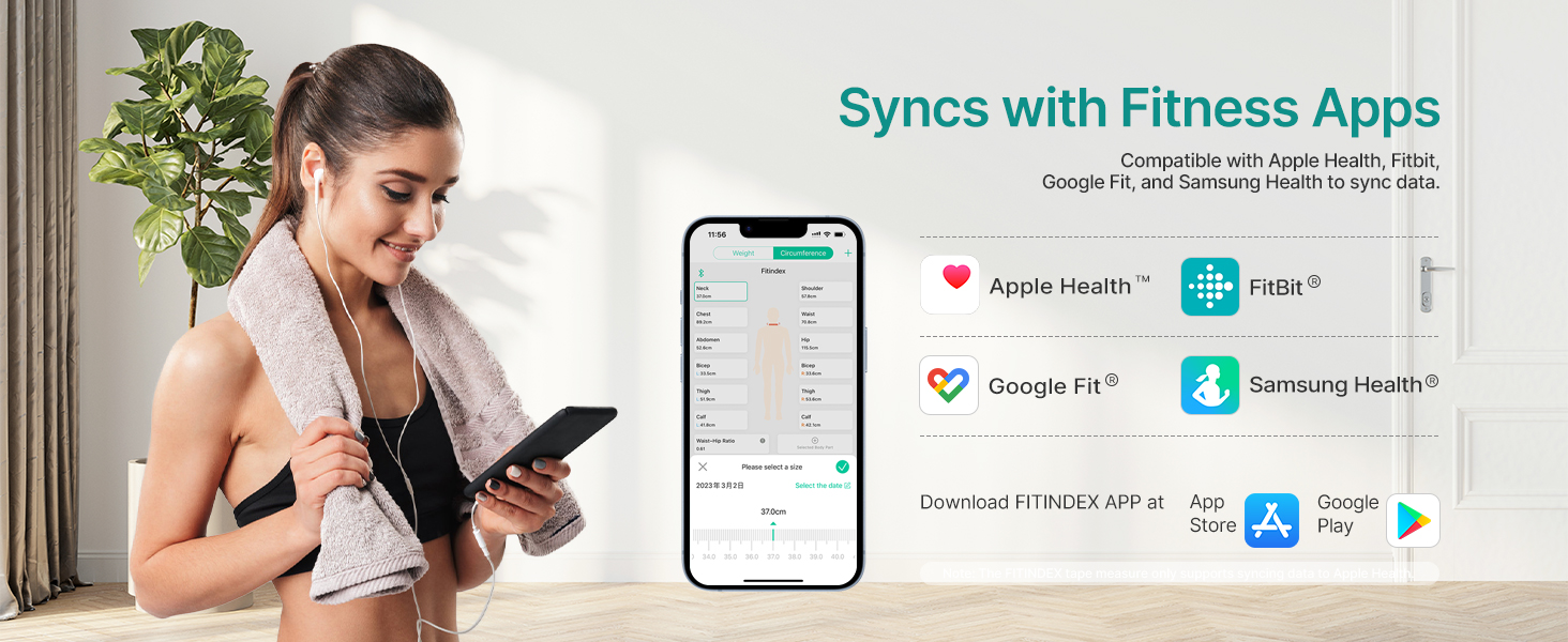  FITINDEX Smart Body Fat Scale and Tape Measure