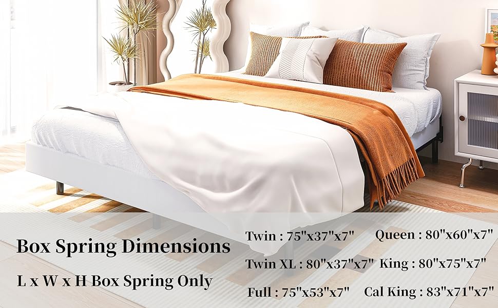 THEOCORATE 7 Inch Box Spring Queen, Metal High Profile