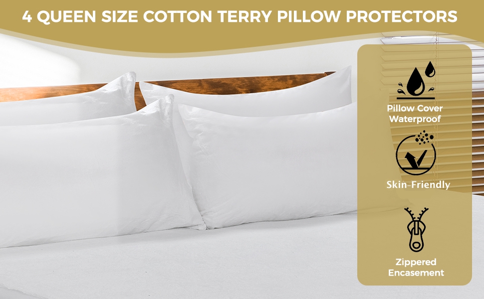 pillow protector with zipper set of 4