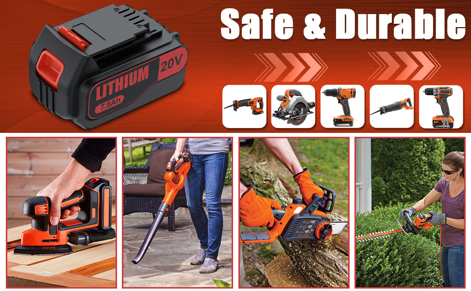 7.5Ah Replacement for Black and Decker 20V Lithium Battery