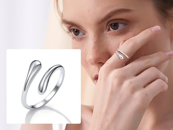 ②Own Light Mix Ring【#Casual】（Silver) ChicSilver 925 Sterling Silver Stackable Rings for Women