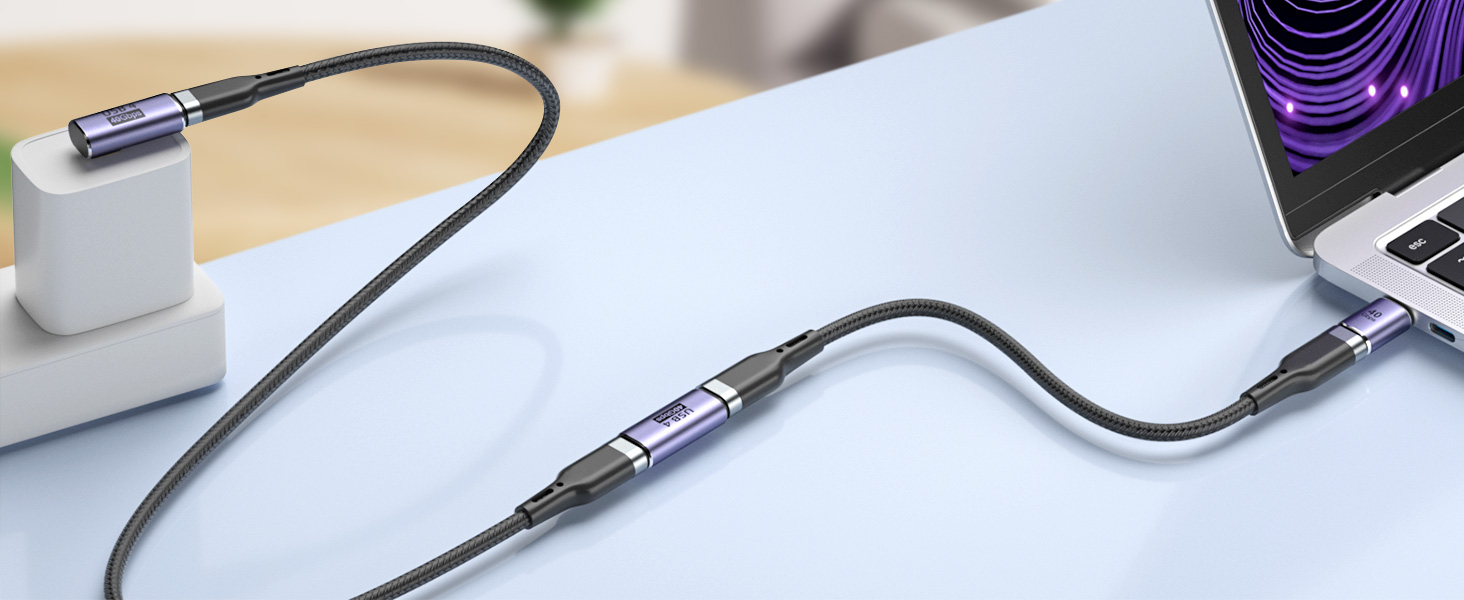 Mixed USB C Adapter USB 4.0/Thunderbolt 4 with 100W 40Gbps 90/180 Degree Right Angle