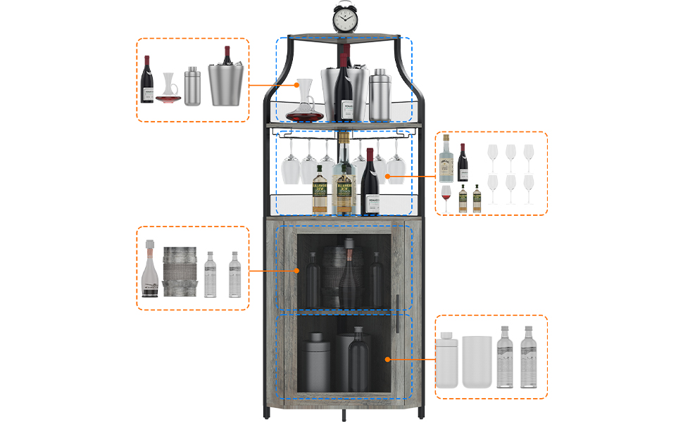 Corner Wine Bar Rack Cabinet