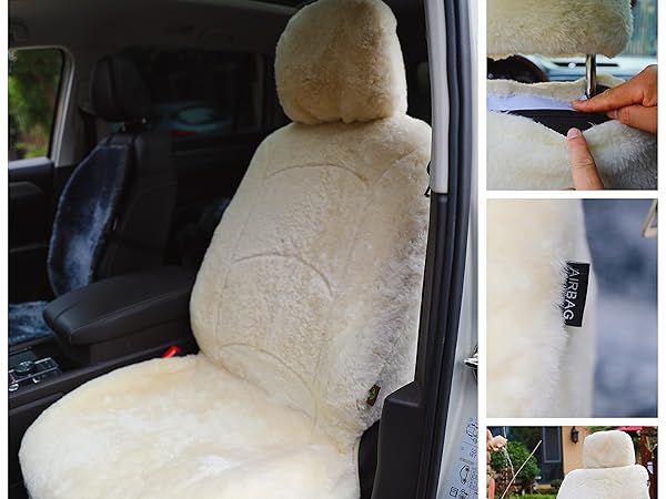 Genuine Sheepskin Lambskin Winter Car Seat Cover Lambs Wool