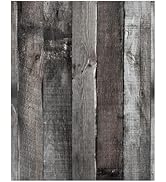Yun-aeon Natural Wood-Dark Grey Wood Contact Paper Peel and Stick Wallpaper 17.3"x 120"Self Adhes...