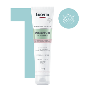 O Eucerin Gel de Limpeza Concentrado DermoPure promove limpeza profunda desde o 1º uso.