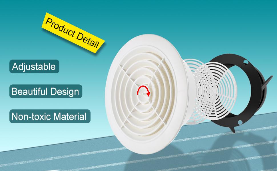 HG POWER 4 Inch Round Air Vent ABS Louver White Grille Cover Adjustable