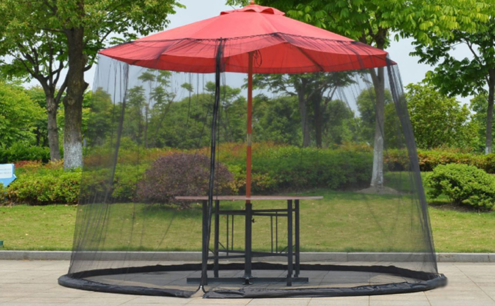 BaiYouDa Patio Mosquito Netting for 810ft Table Umbrella, Zippered Garden Umbrella Mesh