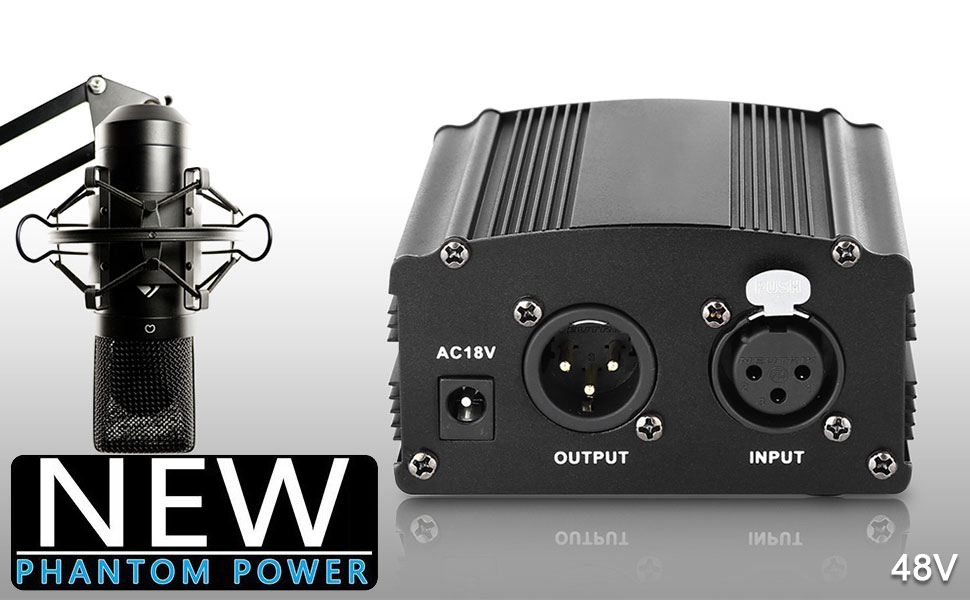 48V Phantom Power Supply Powered 1Channel with Adapter