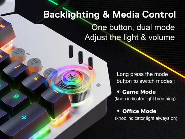 retro typewriter keyboard with lighting effects and volume knobs dual mode for gaming working