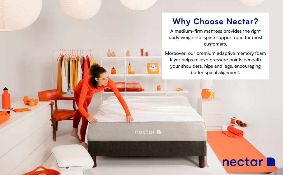 Nectar Memory Foam Mattress King 25 CM Medium Firm Memory Foam