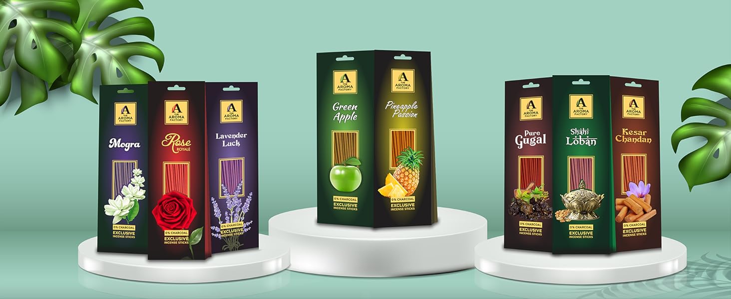 Rose, Mogra, Lavender, Gugal & Kesar Chandan Incense Sticks Packets