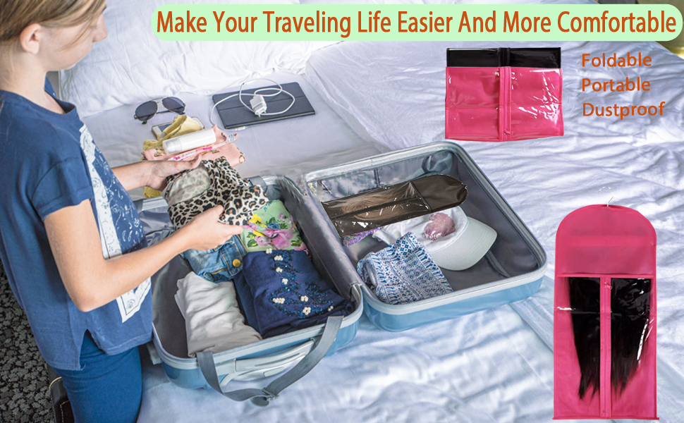 Whtawtaw 3 Pcs Hair Extension Storage Bag, Hair Extensions