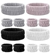 obeoby Spa Headband for Washing Face, 12 Pcs Makeup Headband and Wristband Set for Women Girls Fa...