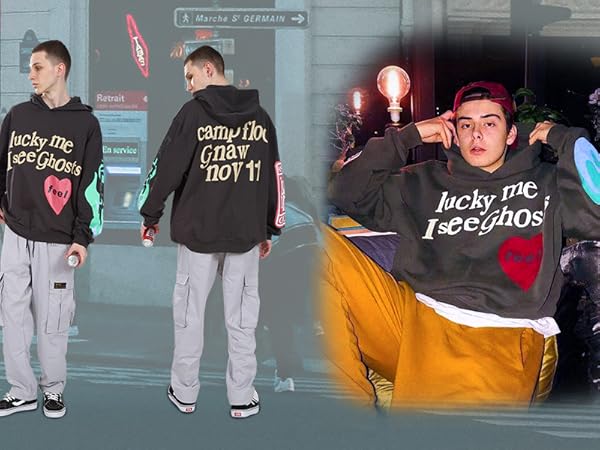 lucky me I see ghosts パーカー　男女兼用 Amazon.com: Chainsaw Man Men's Hoodies Lucky Me I See Ghosts