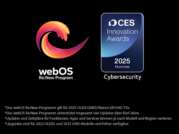 webOS Re:New-Programm-Logo und Name mit CES Innovation Awards 2025 Auszeichnung.