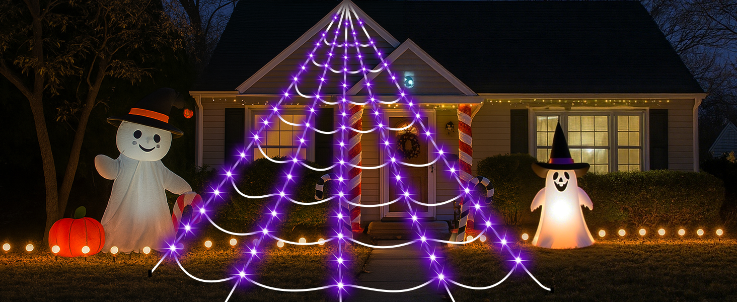 halloween decorations outdoor spider web light up giant spider indoor LED yard haunted decor