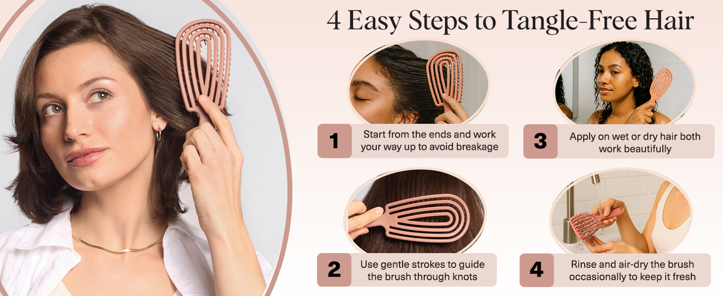 Flexible Hair Brush for Women and Men Adults & Kids Ulta-Smooth Bristles for Wet or Dry Strands