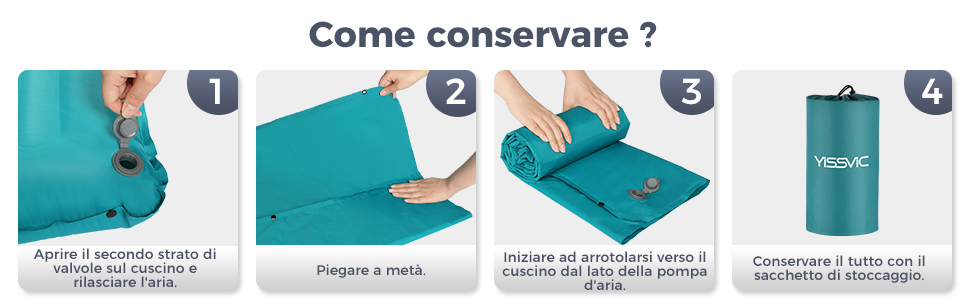 Materassino Gonfiabile Autogonfiabile YISSVIC - Per Campeggio E Spiaggia 203x65cm