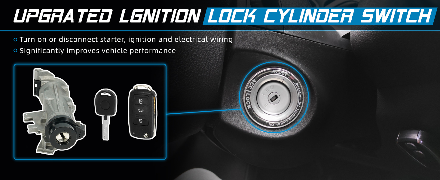 1K0905851B Ignition Lock Cylinder with Keys 2003-2013 VW Jetta,Golf,Rabbit,Tiguan,Audi A3,TT