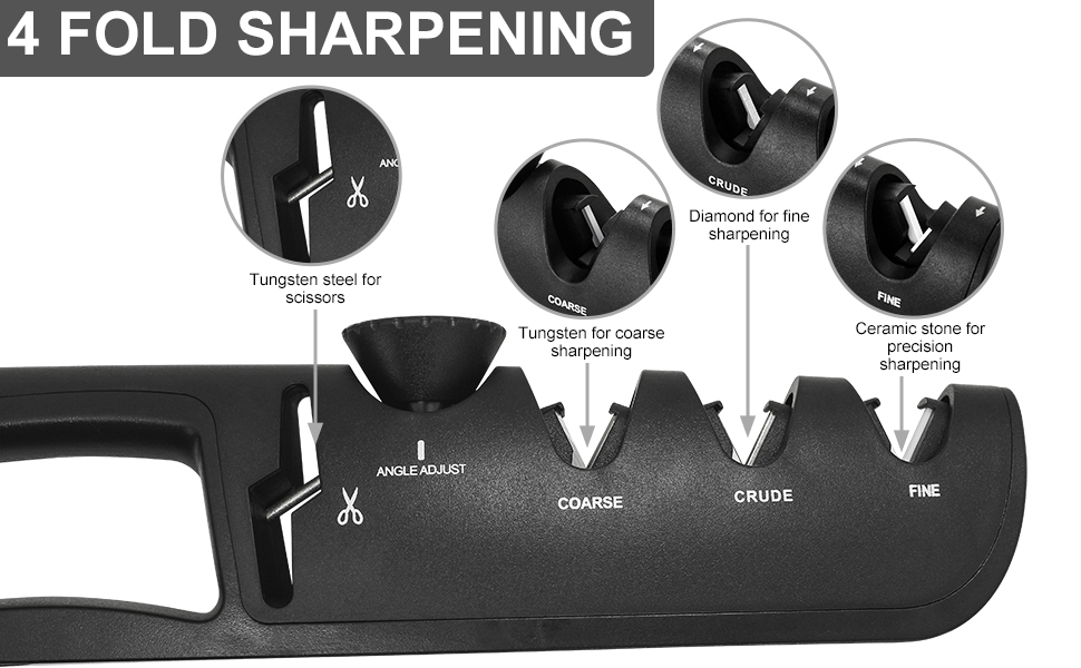 Professional Knife Sharpener, 4 in 1 Sharpening Stones with Scissor, 6