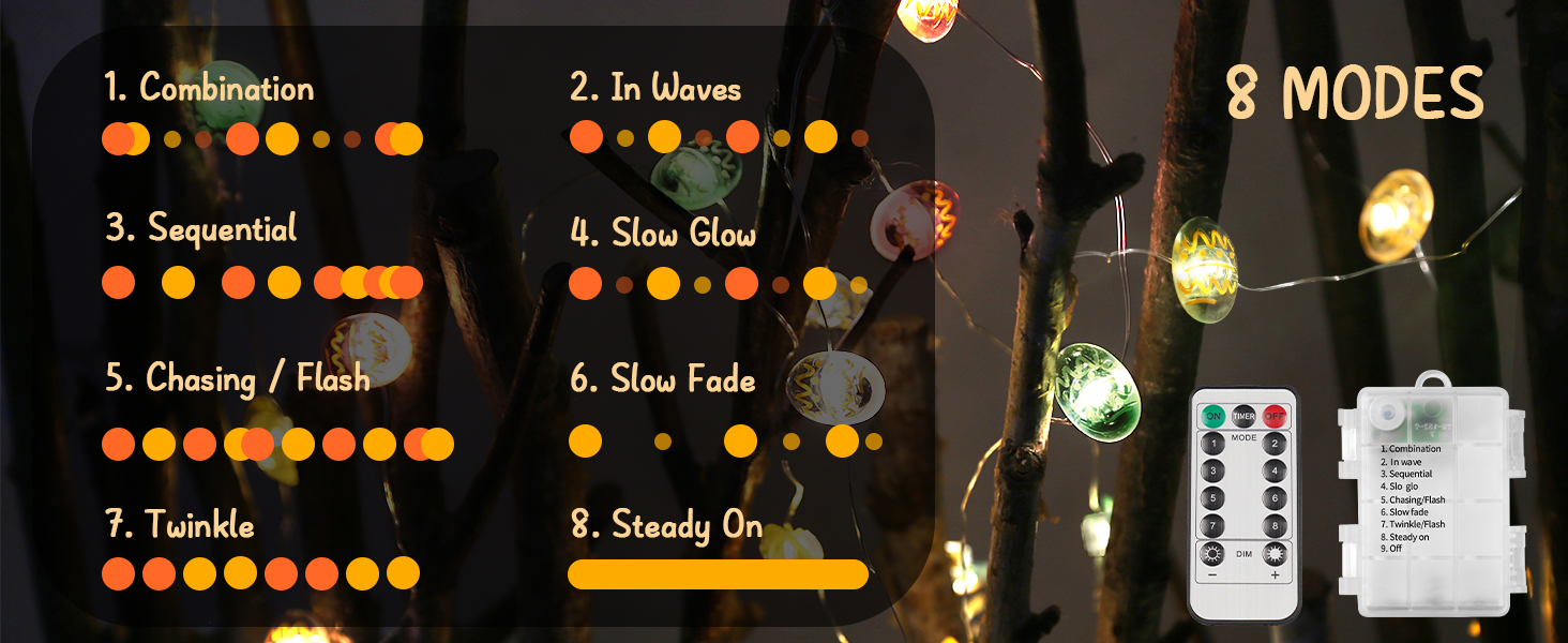 suddus Easter Lights String Battery Operated with Remote