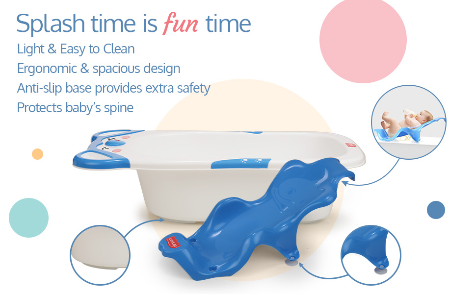 Buy LuvLap Bubble Baby Bathtub (White & Blue) & Anti Slip Baby Plastic
