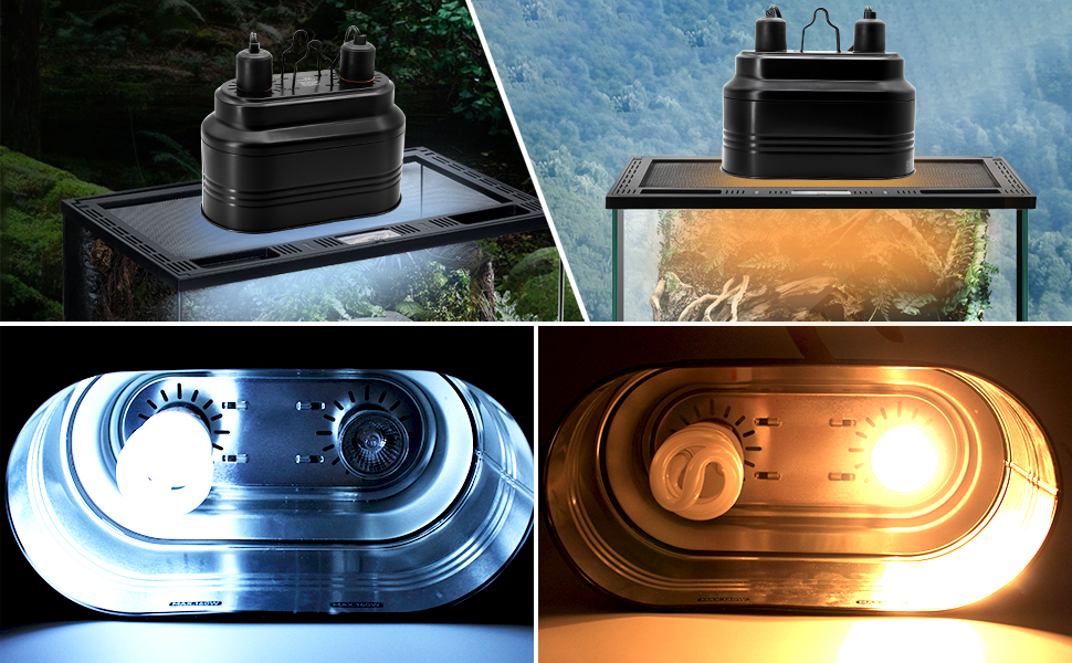 FOUDOUR Dual Reptile Light Fixture Deep Dome Reptile Heat
