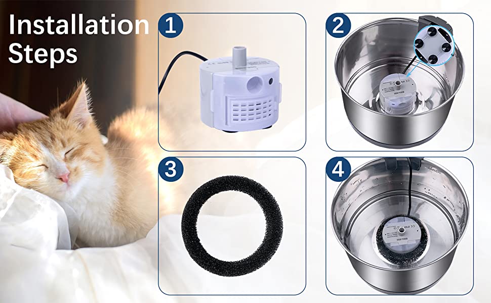 Petiigo Pompa di ricambio per fontanella per gatti pompa dell'acqua