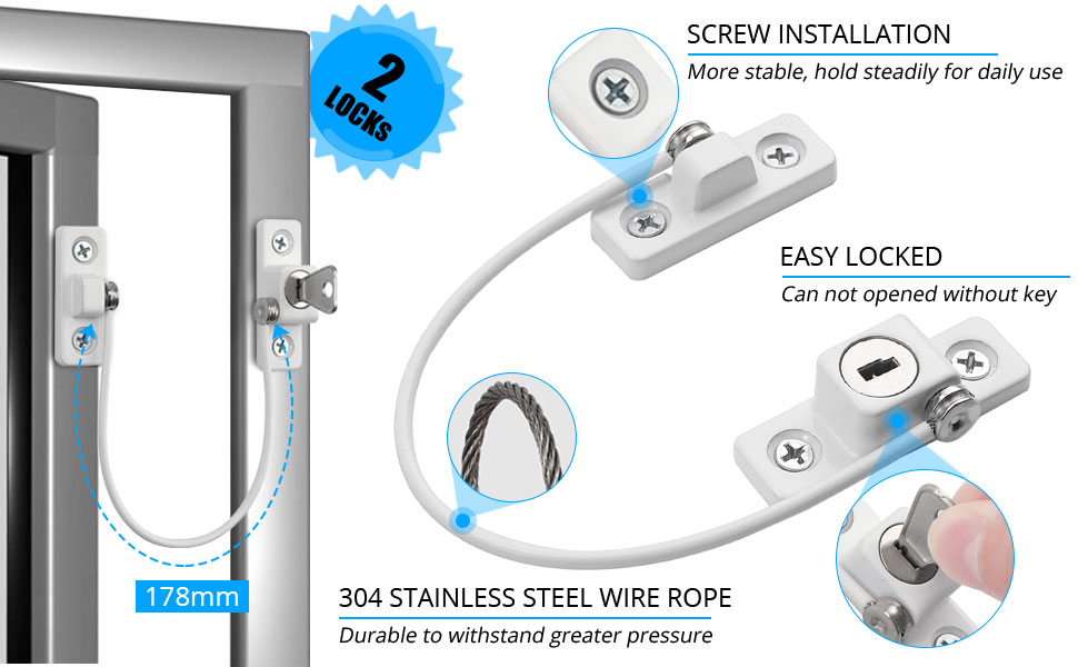 eSynic 4Packs Window Restrictors for Upvc Window Opening Restrictors