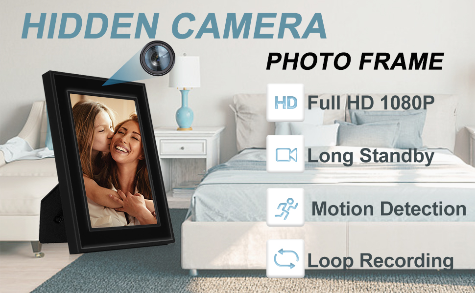 Hidden Camera Photo Frame, Spy Picture Frame Camera Mini Nanny Cam with