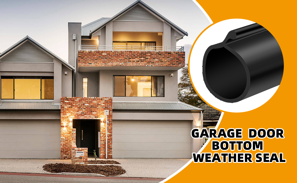PBulb Garage Door Bottom Seal 16ft Weatherproofing Rubber Garage Door Seals Replacement for P