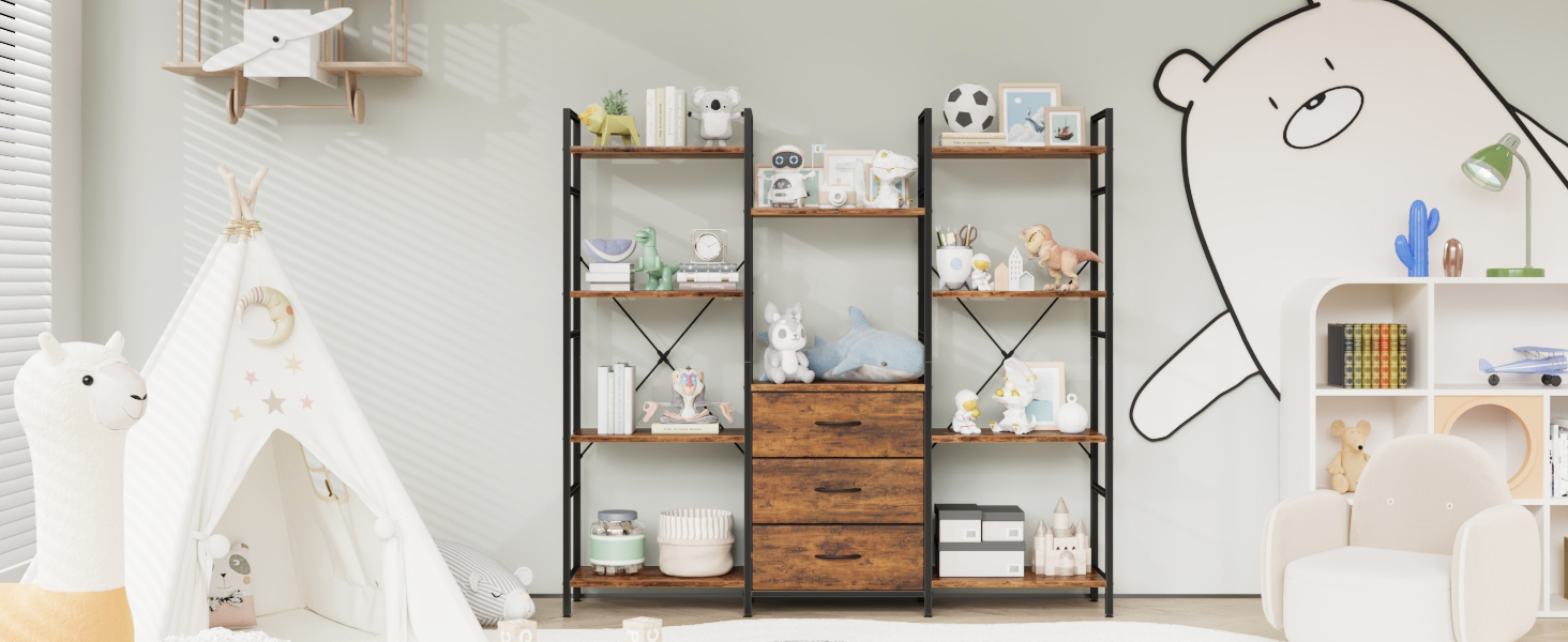 triple bookshelf for kids' room