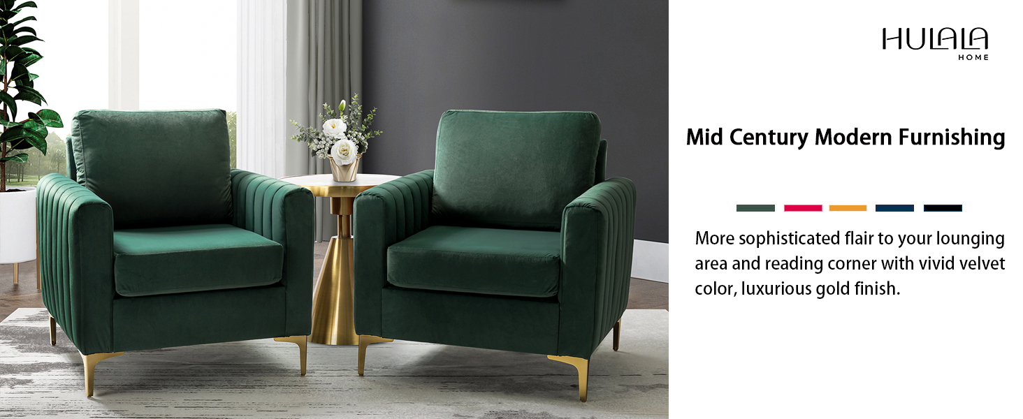 green and gold velvet accent chairs set of 2