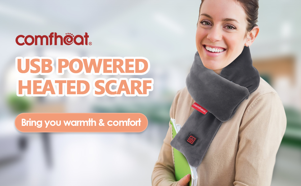 Comfheat Neck Heating Pad, USB Heated Scarf Portable Heated Neck Wrap