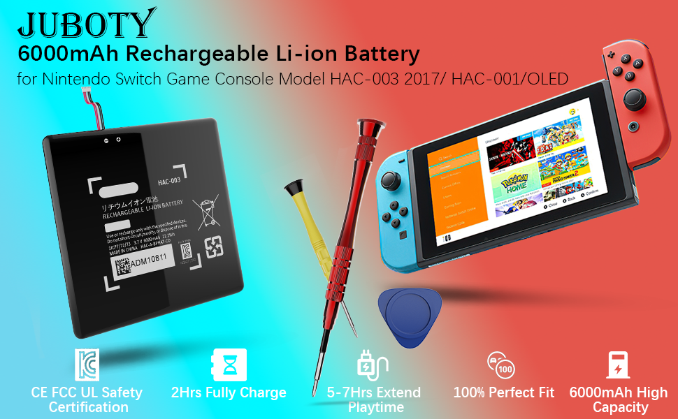 باتری 6000 میلیآمپر ساعتی HAC-003 برای کنسول بازی نینتندو سوییچ