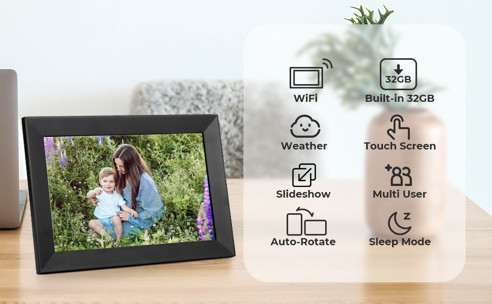 10.1 Inch Digital Picture Frames for Photos and Videos with Builtin 32GB Memory