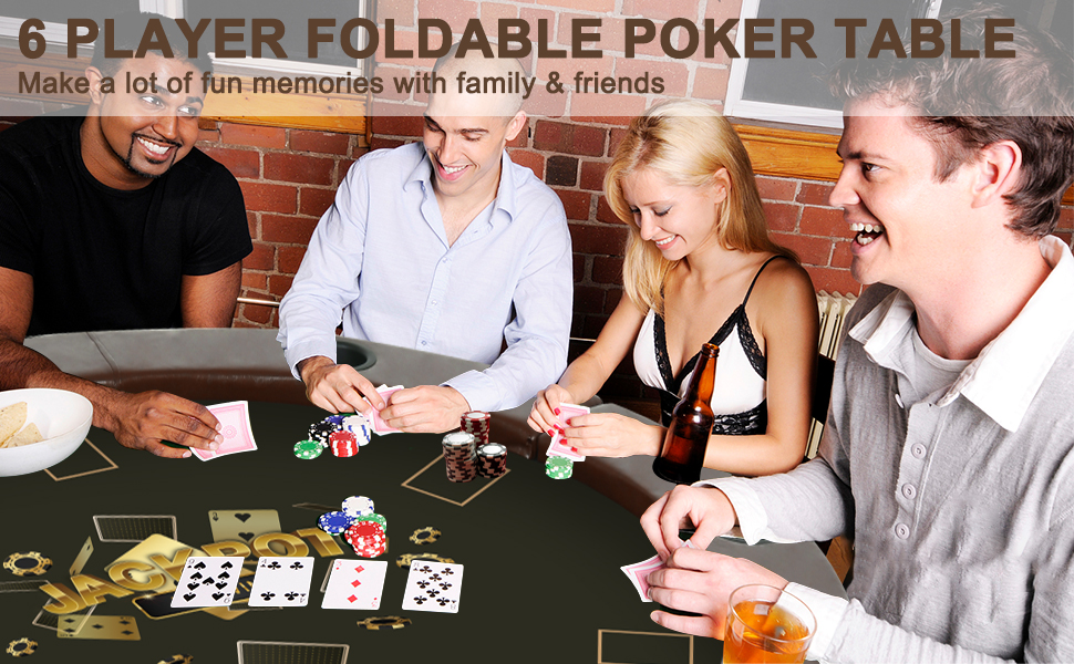 RayChee Round Poker Table Foldable, Folding Texas Holdem