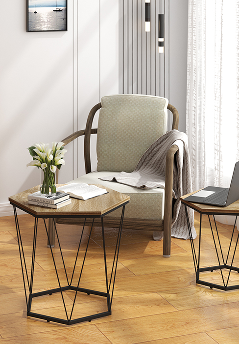 WOLTU Set Di 2 Tavolini Da Salotto. Tavolini Da Caffè Laterali Da Divano. Tavoli Bassi Da Soggiorno In Legno E Acciaio. Stile Industriale. Colore Legno E Nero 18 Tavolini da Caffè.