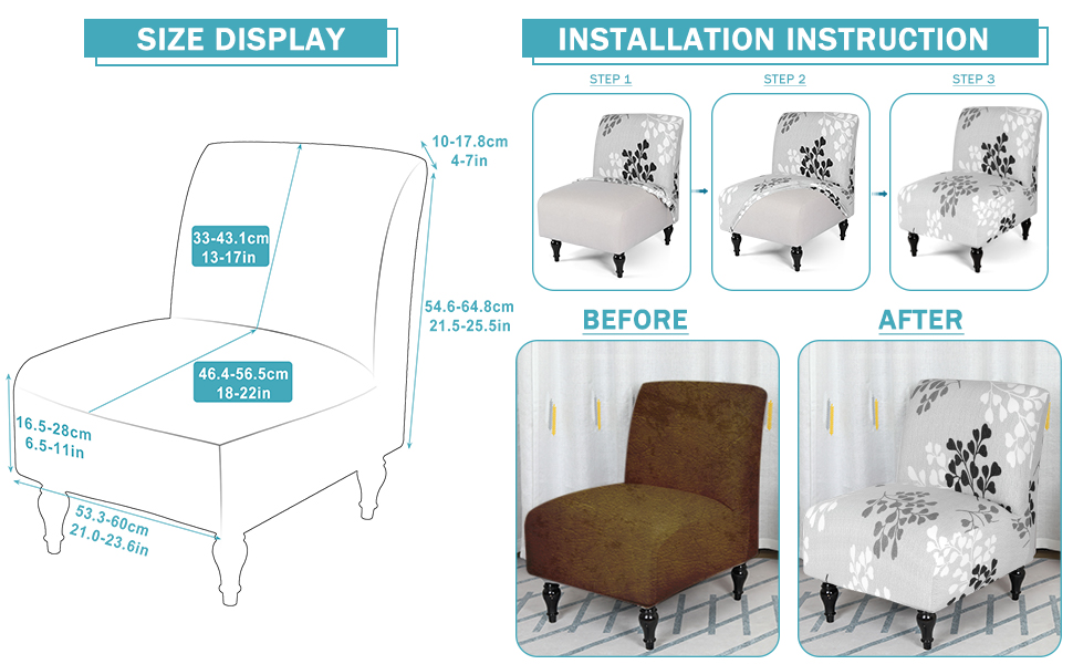 Iauddy Armless Accent Slipper Chair Cover Slipcover,Stretch