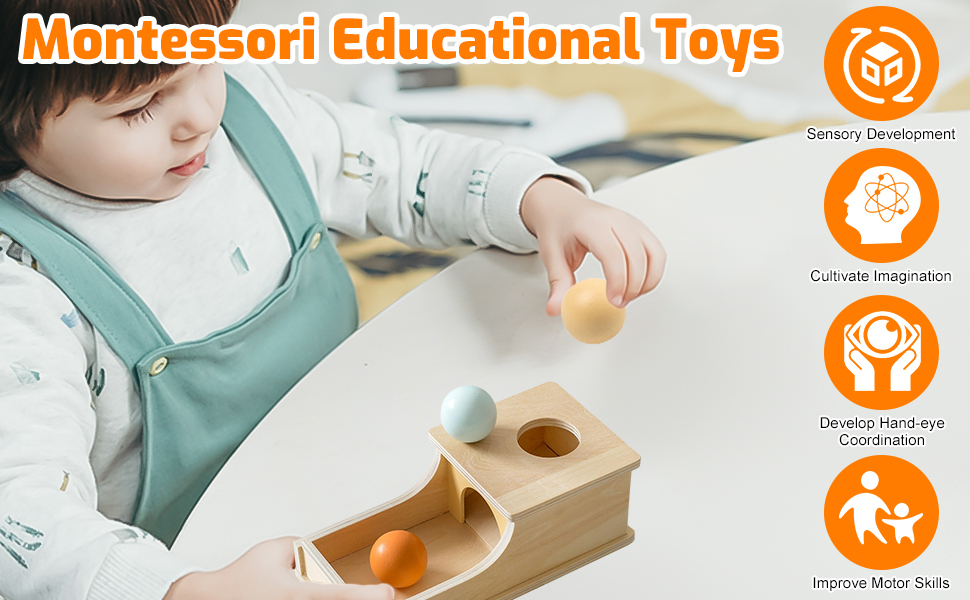 Wooden Ball Drop Box with 3 Round Balls