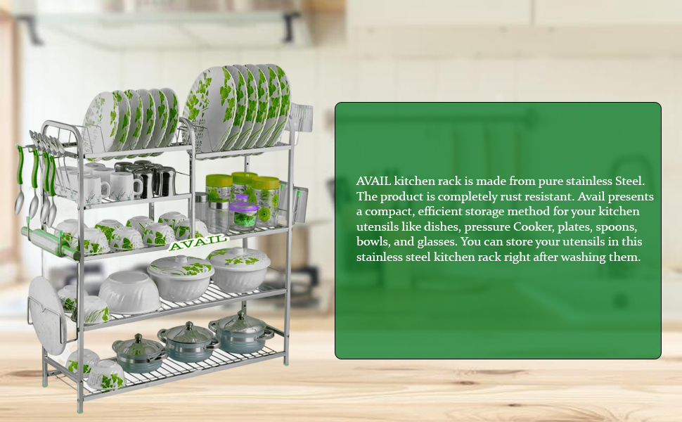 AVAIL Stainless Steel 5 Layer Wall Mount Kitchen Racks Dish Rack with