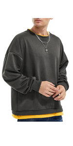 Pullover Herren Sweatshirt Ohne Kapuze Basic Kontrastfarbenes